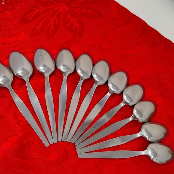 11X Tsp Amere Japan AEF3 MCM Stainless Flatware Floral Teaspoons - Picture 9 of 14